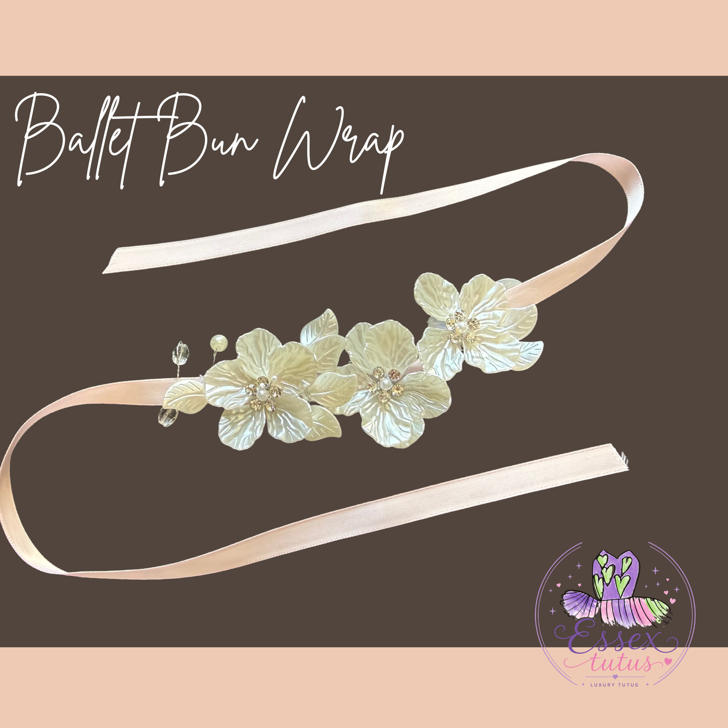 Ballet Bun Wrap Pink with White Flowers