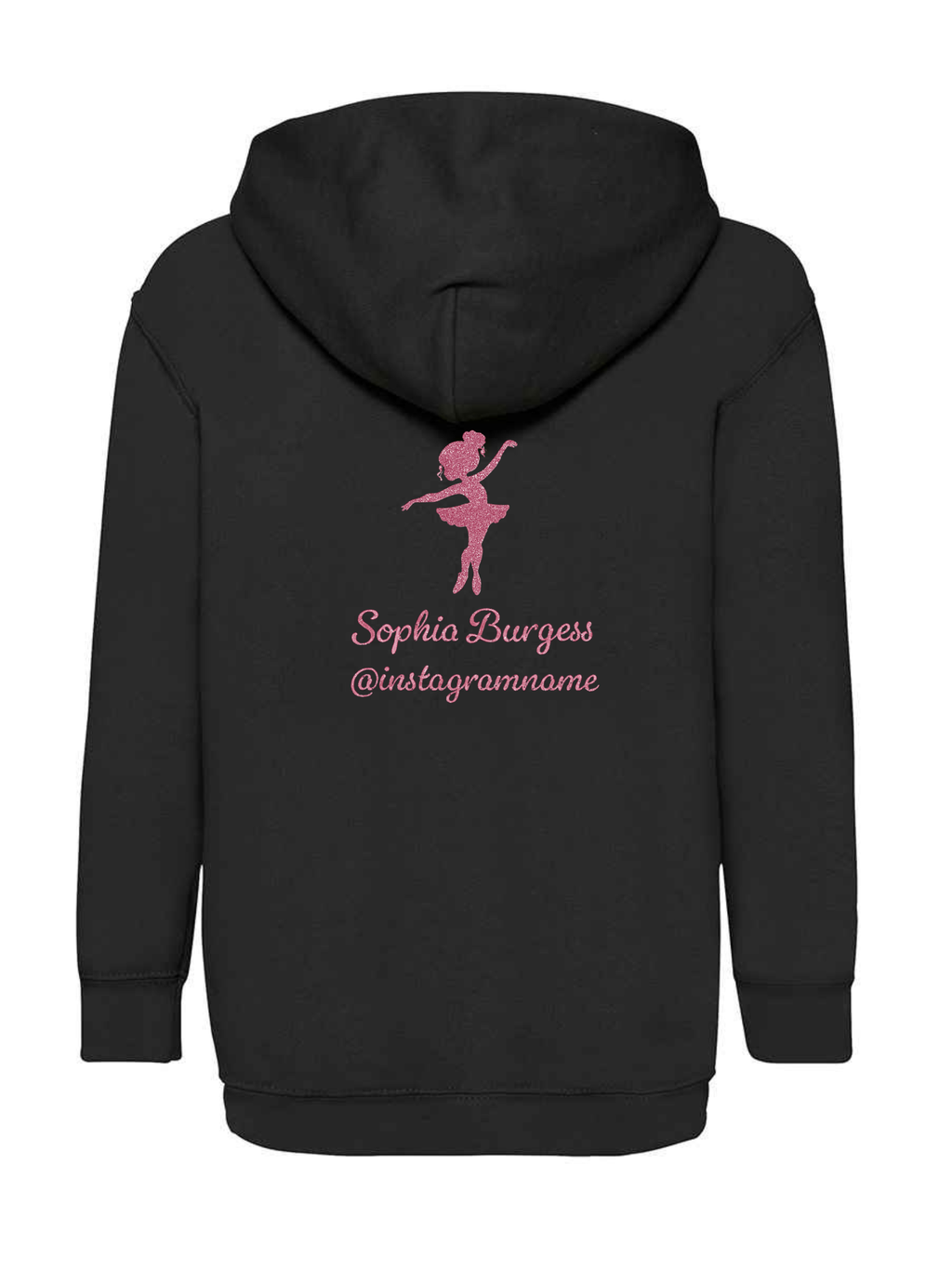 Personalised Hoody Black with Pink Ballerina and name