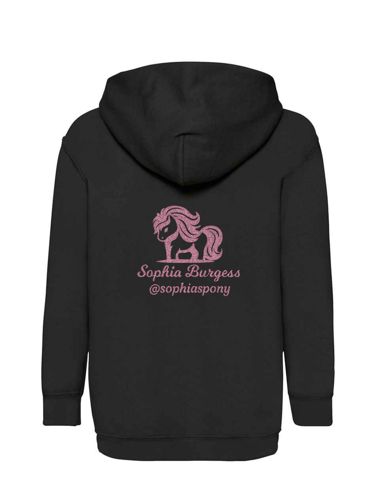 Personalised Pony Hoody Black with Pink Pony Logo and name