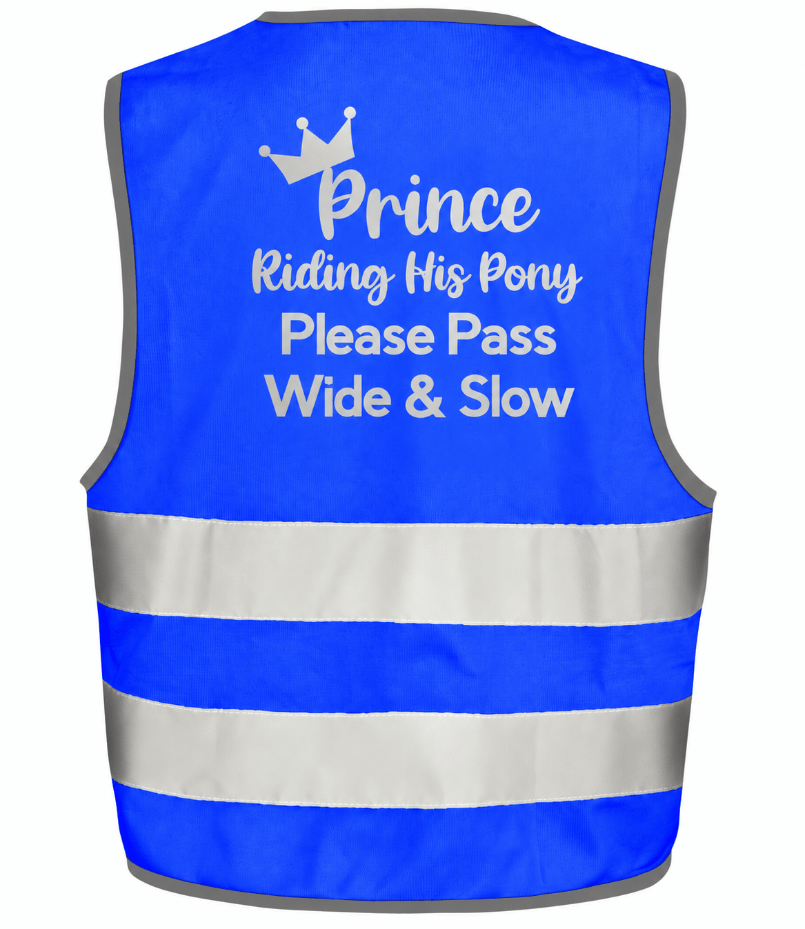 Kids hi vis vest Blue- Prince Please Pass Wide & Slow - Bespoke By Sophia