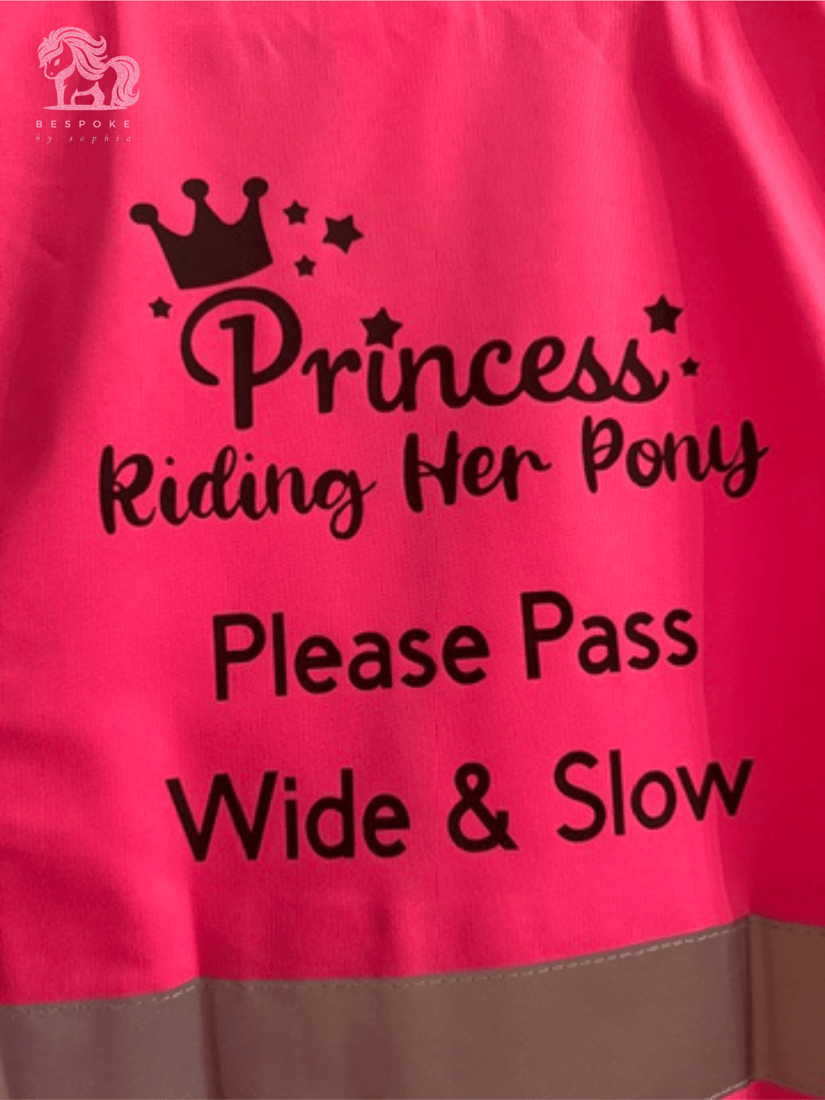 Kids hi vis vest pink - Princess Please Pass Wide & Slow - Bespoke By Sophia