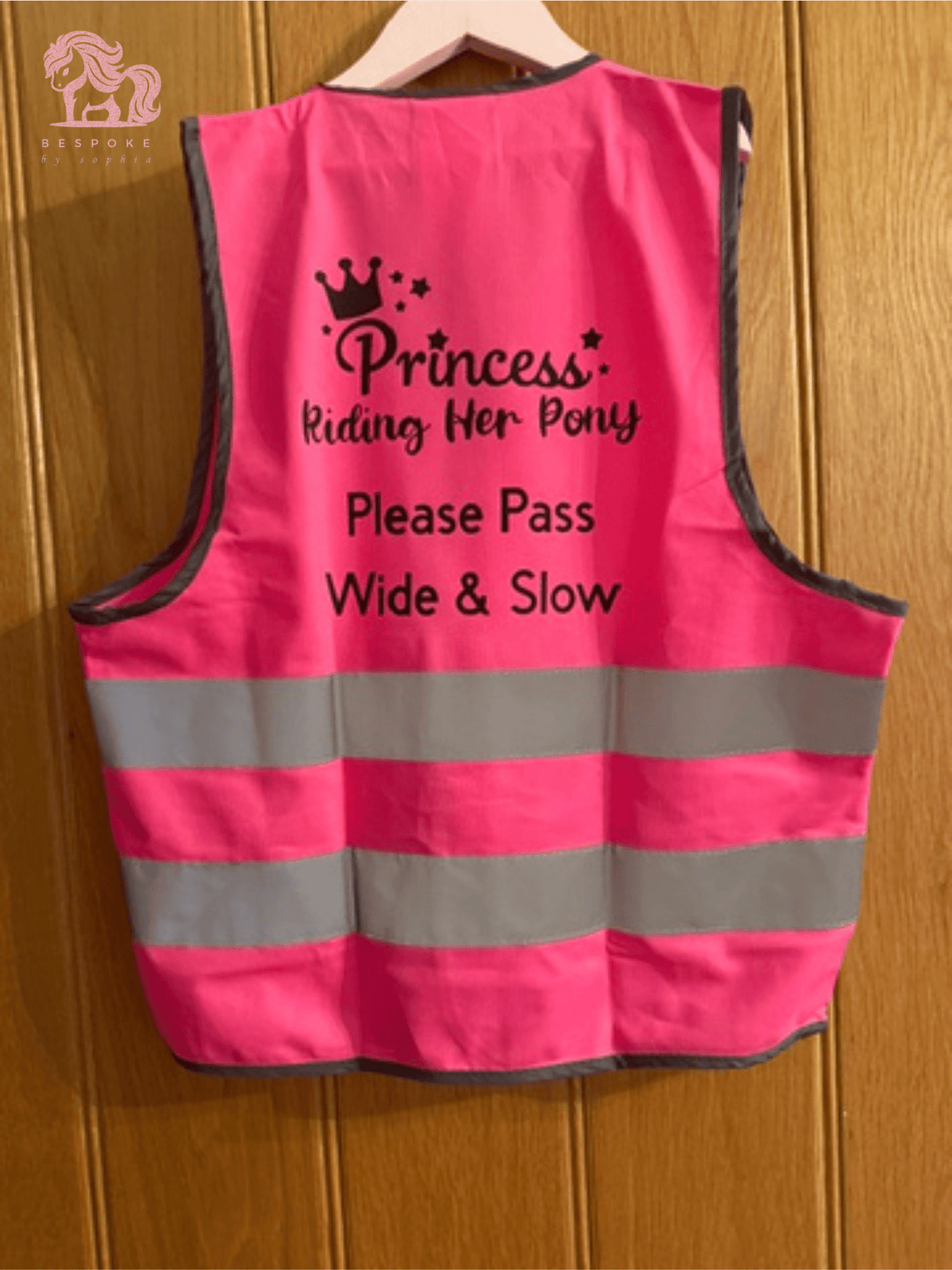 Kids hi vis vest pink - Princess Please Pass Wide & Slow - Bespoke By Sophia