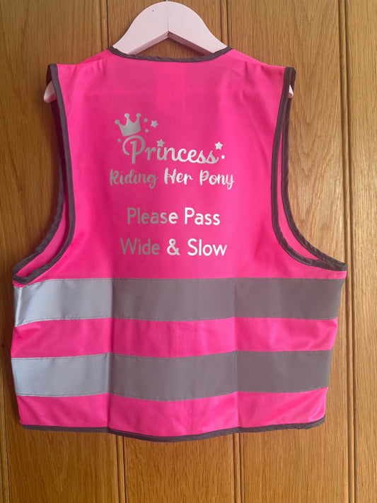 Kids hi vis vest pink - Princess Please Pass Wide & Slow - Bespoke By Sophia