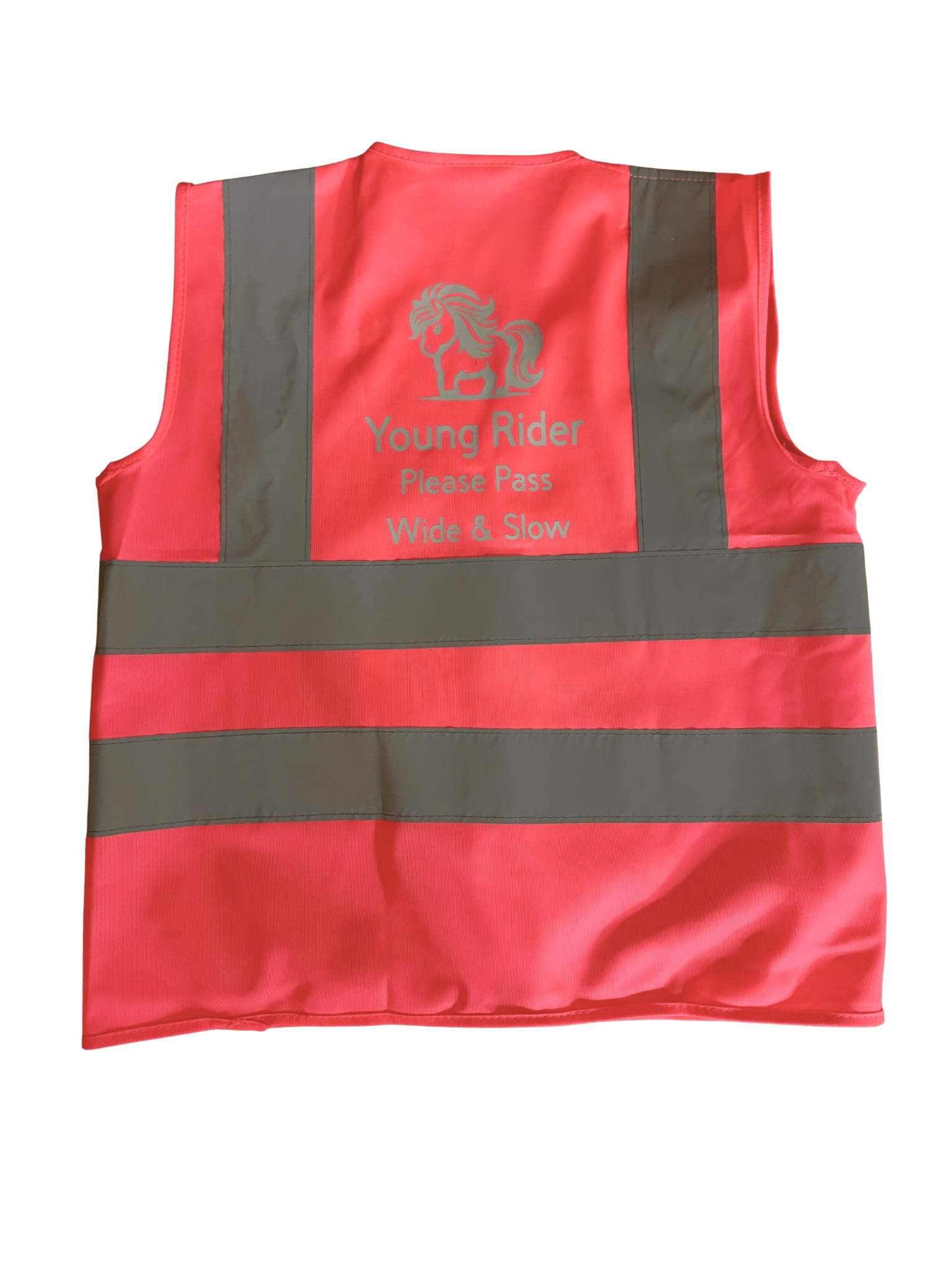 Kids hi vis vest pink - Young Rider Please Pass Wide & Slow - Bespoke By Sophia