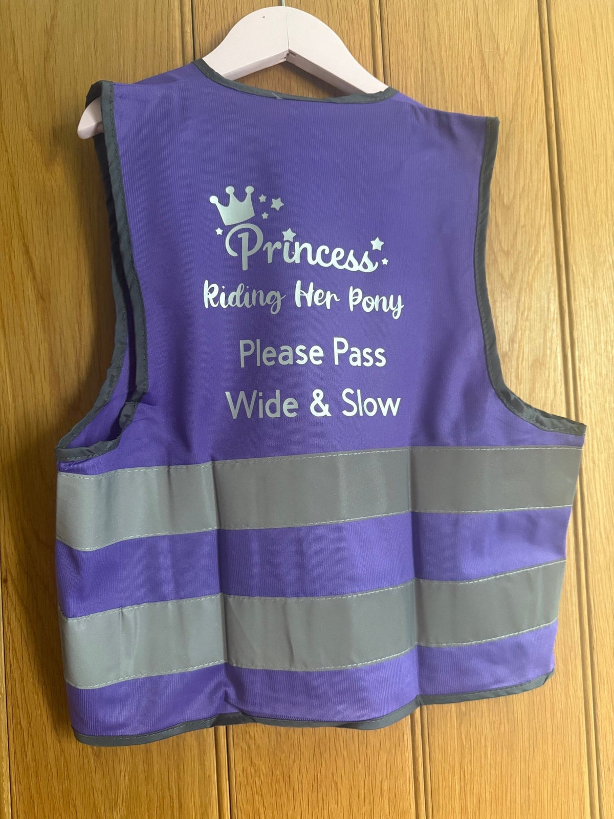 Kids hi vis vest purple - Princess Please Pass Wide & Slow - Bespoke By Sophia